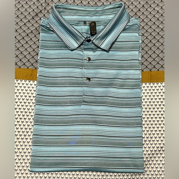 Adidas Men’s Blue/Grey Striped Golf Polo Size L - Picture 5 of 10